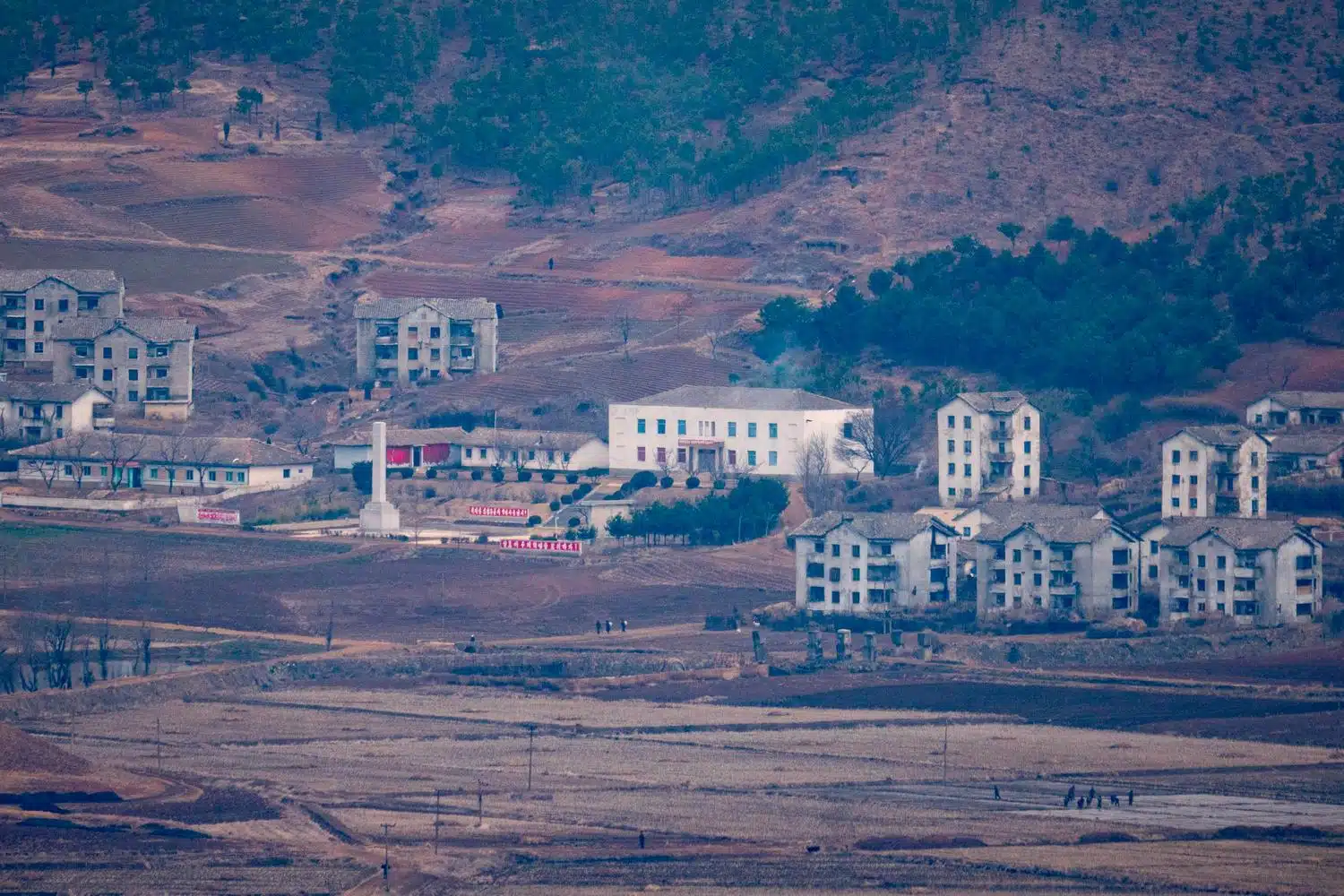 aegibong-haemulseonjeon-village-north-korea A North Korean Village, seen from the Aegibong Observatory in Gimpo City.