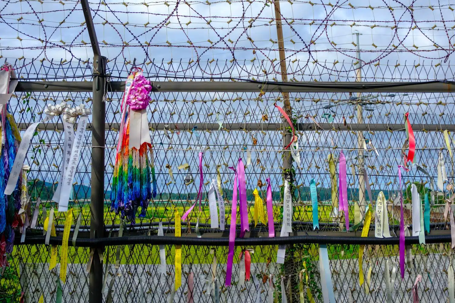 imjingak-fence-paju "Peace Ribbons" are attached to the Civilian Control Zone fence in Imjingak.