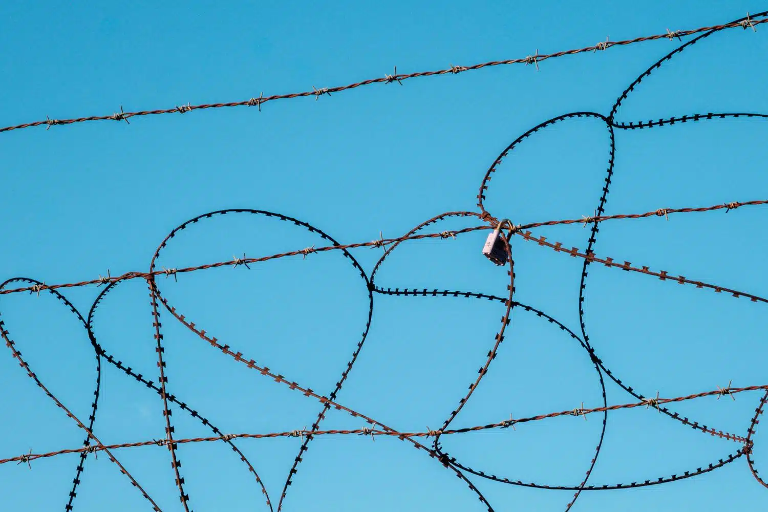 ccl-fence-razor-wire-locker A detail of the Civilian Control Line (CCL) fence at Imjingak.