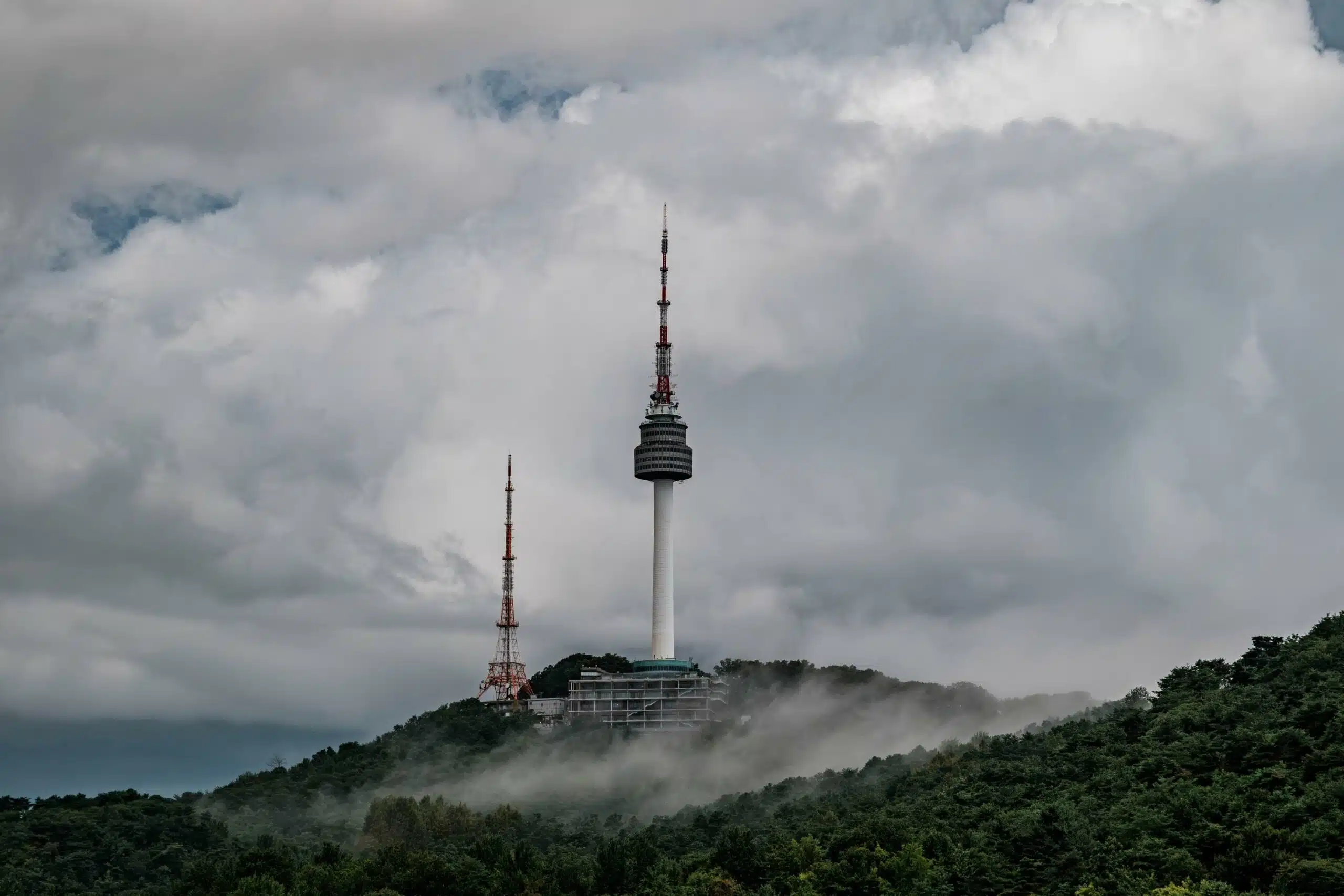 The Namsan Seoul Tower on a stormy September morning.
