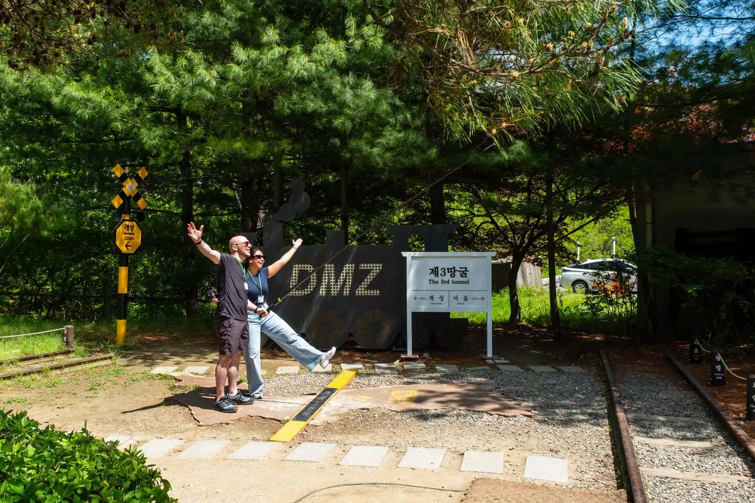 third-infiltration-tunnel-3 A couple of tourists takes a selfie at a photo spot in the DMZ.